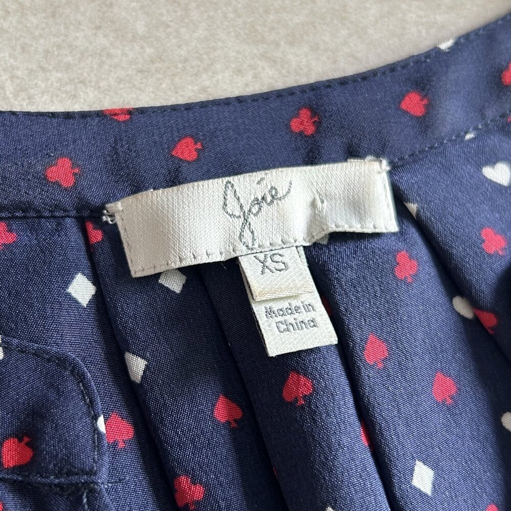 🏷️SALE 🏷️ Joie Aruna Playing Cards Silk Printed Tank Blouse ASO Elena Gilbert - Picture 5 of 10